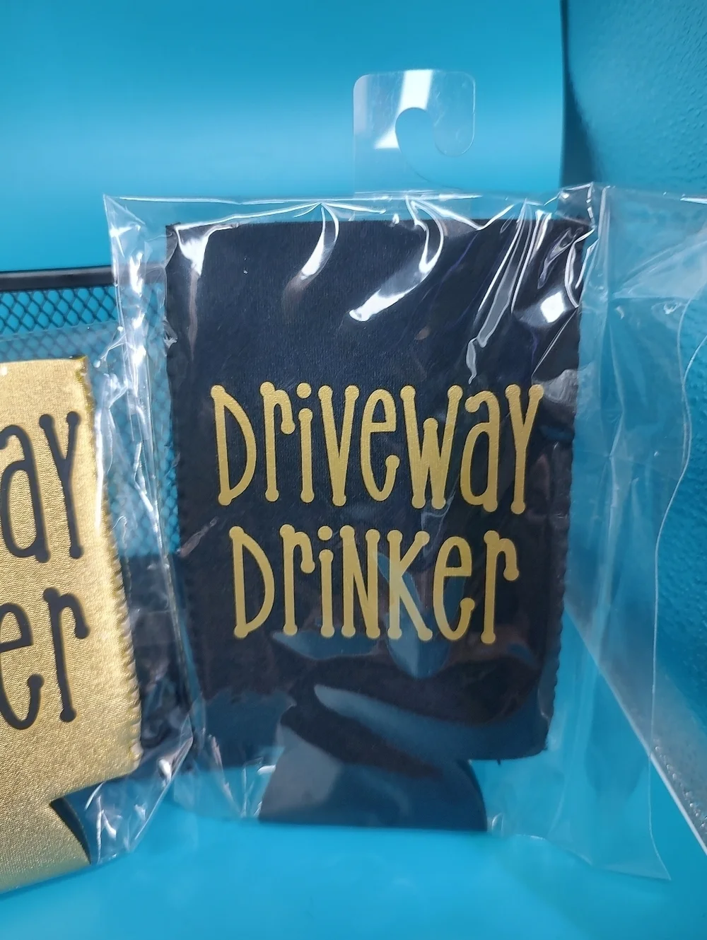 Two Driveway Drinker Can Coozies - Gold & Black